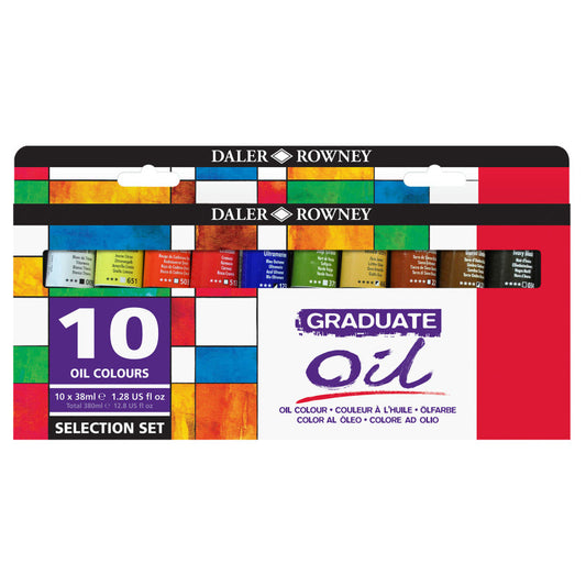 Graduate Oil Paint Selection Set, Assorted Colors, 38ml, 10 Pieces