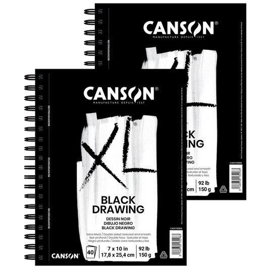 XL Series Drawing Pad, Black, Side Wire Binding, 10 Sheet, 7x10 inch, Pack of 2