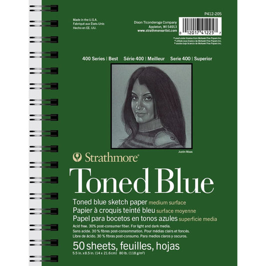 400 Series Sketch Pad, Recycled, Toned Blue, Side Wire Binding, 50 Sheet, 5.5x8.5 inch, 1 Count