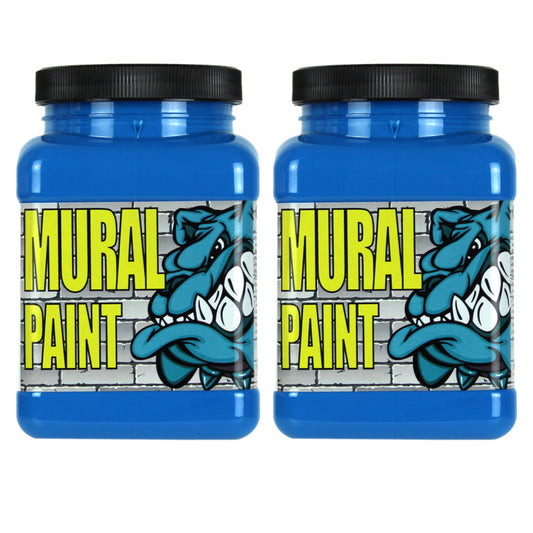 Mural Paint, Pint, Peacock (Cerulean Blue Hue), Pack of 2