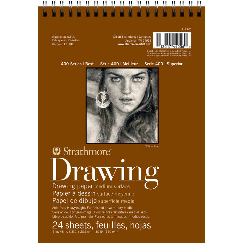 400 Series Drawing Pad, Smooth Finish, Wire Binding, 24 Sheet, 6x8 inch, 1 Count