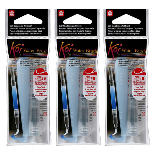 Koi Water Brush, 9mL Tank, Round, Medium, Pack of 3