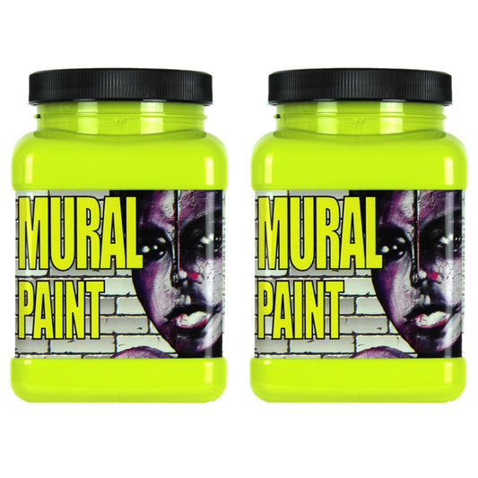 Mural Paint, Pint, Psychedelic (Yellow Green), Pack of 2