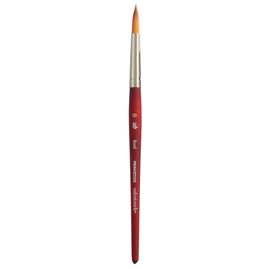 Velvetouch Round Brush, Synthetic Bristles, Short Handle Mixed Media Paintbrush, Scarlet, Size 10, 1 Count