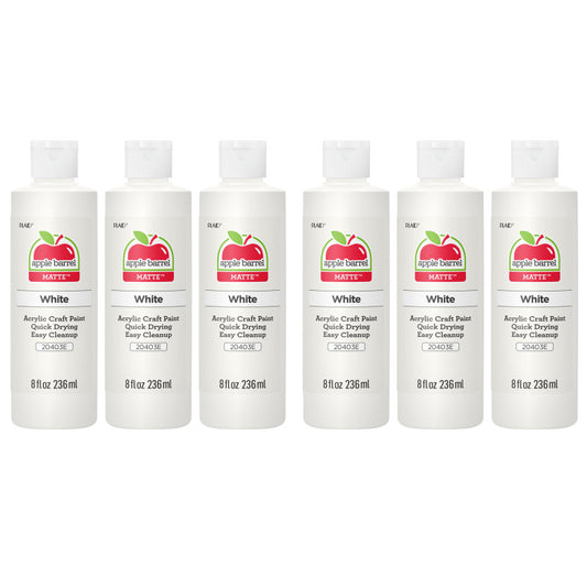 Acrylic Paint Matte, 8oz., White, Pack of 6