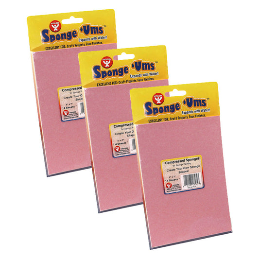 Compressed Sponge Sheets, 5" x 7", 4 Per Pack, 3 Packs