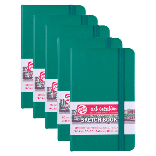 Sketchbook, 80 Sheets, 90lbs, Forest Green Cover, 3.5" x 5.5", Pack of 5