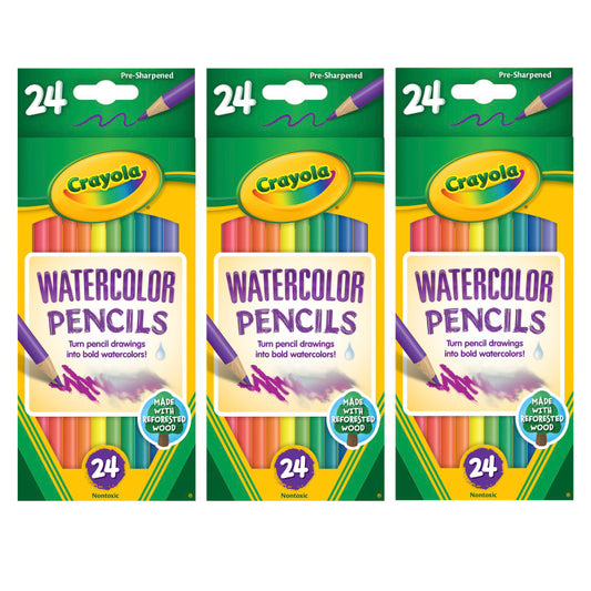 Watercolor Pencils, 24 Per Box, 3 Boxes