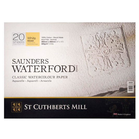 Saunders Waterford Watercolor Block, Rough, White, 140lb/300gsm, 20 Sheet, 14x10 inch, 1 Count