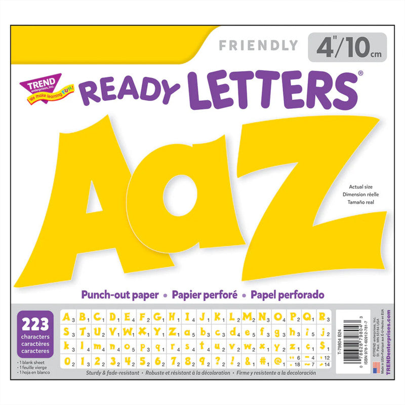 Yellow 4-Inch Friendly Uppercase/Lowercase Combo Pack (EN/SP) Ready Letters®