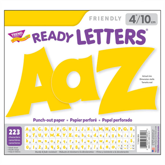 Yellow 4-Inch Friendly Uppercase/Lowercase Combo Pack (EN/SP) Ready Letters®