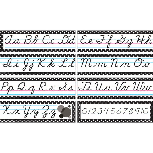 Black Polka Dots Cursive Mini Bulletin Board Set