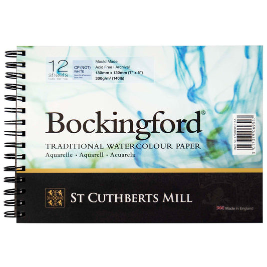 Bockingford Watercolor Pad, Cold Pressed, Spiral Binding, 140lb/300gsm, 12 Sheet, 5x7 inch, 1 Count