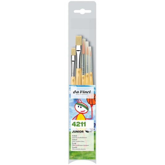 JUNIOR Synthetics & JUNIOR BORSTE Synthetic Student Brushes, Synthetic, Acrylic & Tempera, Assorted, 5 Brush Set