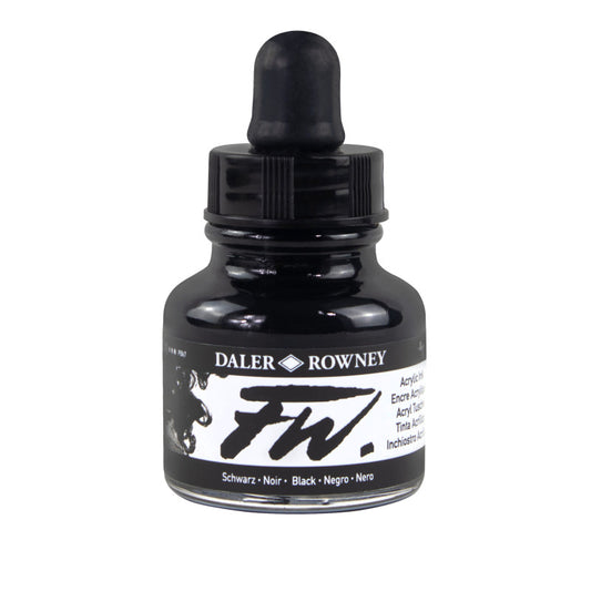 FW Acrylic Ink Pearlescent, Black, 29.5ml, 1 Count
