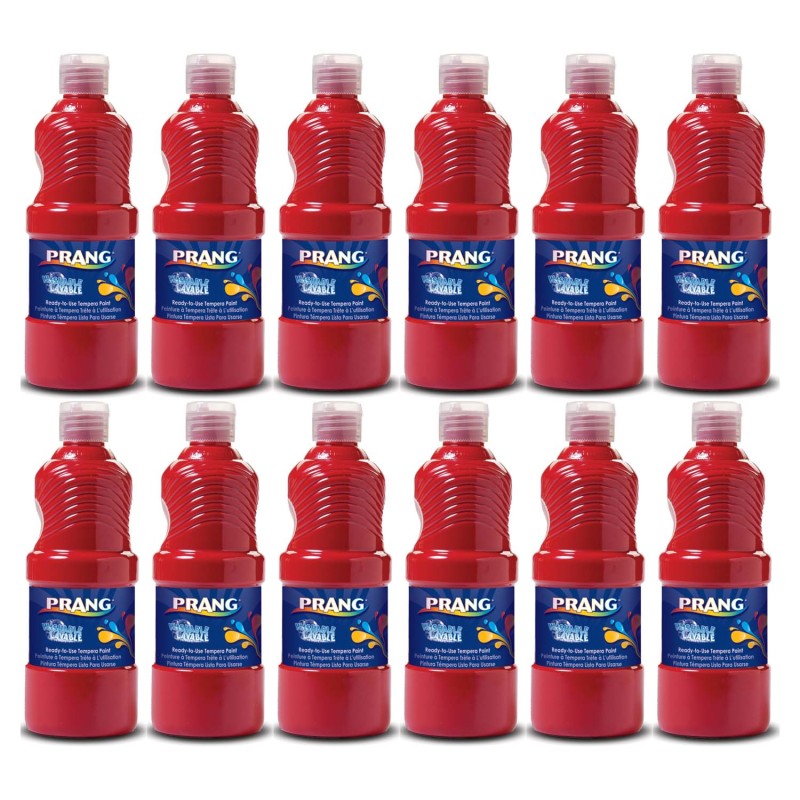 Washable Tempera Paint, Red, 16 oz, Pack of 6