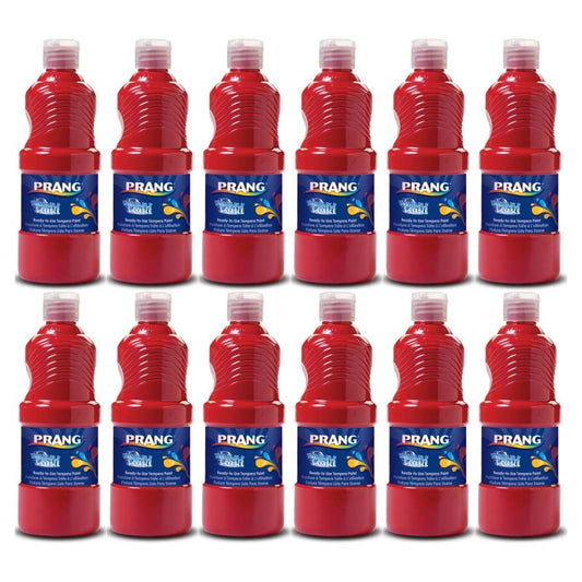 Washable Tempera Paint, Red, 16 oz, Pack of 6