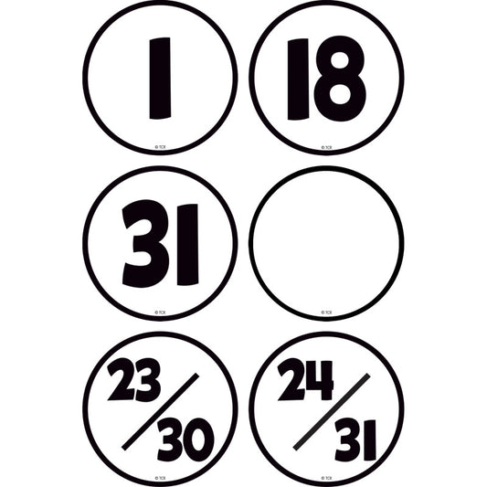 Black & White Calendar Days, Pack of 36