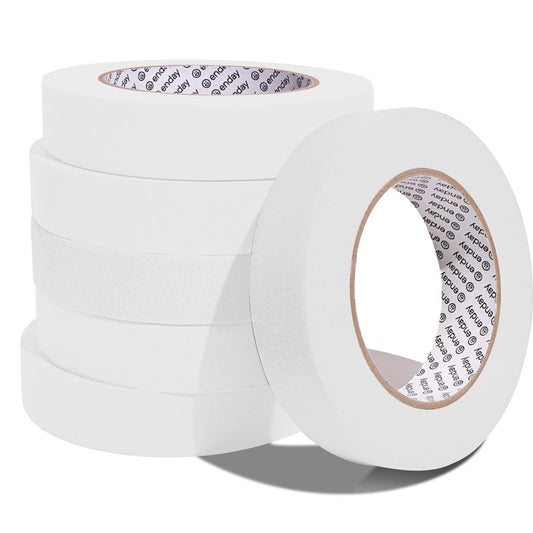 Masking Tape, 1" x 60 Yards, White, Pack of 6