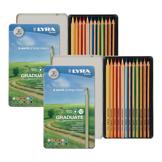Graduate Colored Pencils Set Tin, Assorted Colors, 12 Per Set, 2 Sets