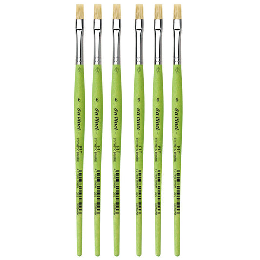 FIT Synthetics Student Brush, Synthetic, Acrylic & Oil, Flat, Series 379, Size 6, Pack of 6