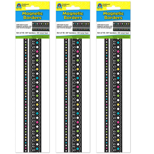 Chalkboard Brights Magnetic Borders, 24 Feet Per Pack, 3 Packs