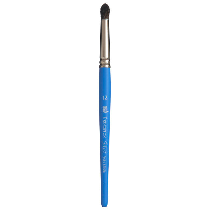 Select Artiste Round Brush, Natural Bristles, Short Handle Mixed Media Paintbrush, Jewel Blue, Size 12, 1 Count