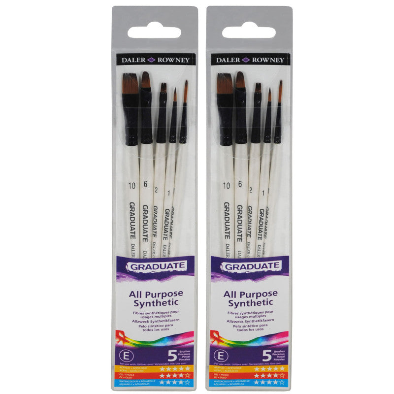 Graduate Classic Brush Set, Synthetic, 5 Pieces Per Set, 2 Sets