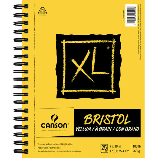 XL Series Bristol Pad, Vellum Finish, Wire Binding, 25 Sheet, 7x10 inch, 1 Count