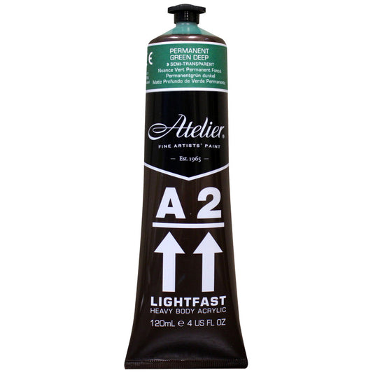 A2 Heavy Body Lightfast Artist Acrylic, 4 oz., Permanent Green Deep Hue