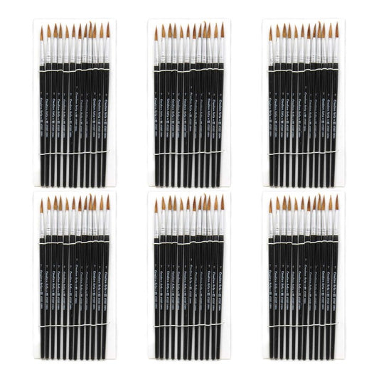 Water Color Paint Brushes, #7 - 3/4" Camel Hair, Black Handle, 12 Per Set, 6 Sets