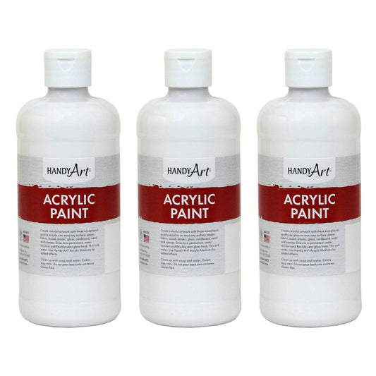 Acrylic Paint 16 oz, Blockout White, Pack of 3