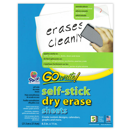 Dry Erase Sheets, 8.5" x 11" Plain, Pack of 5