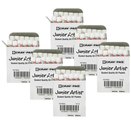 Cray-Pas Junior Artist Oil Pastels, White, 12 Per Pack, 6 Packs
