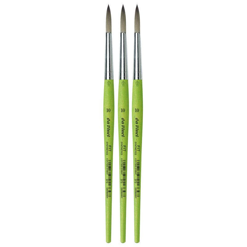 FIT Synthetics Student Brush, Synthetic, Acrylic & Tempera, Round, Series 373, Size 10, Pack of 3