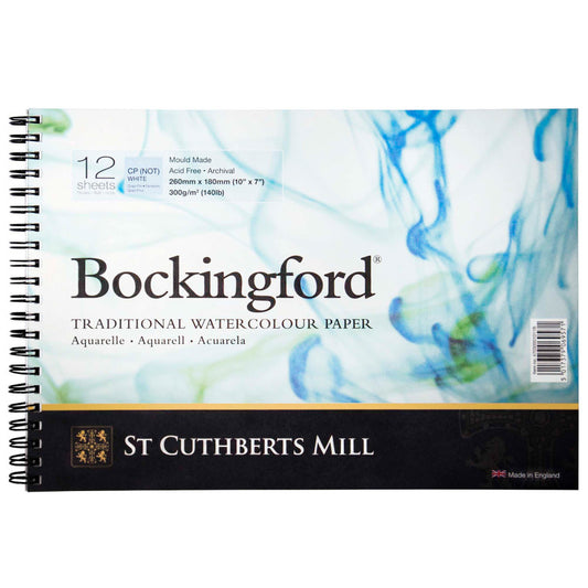 Bockingford Watercolor Pad, Cold Pressed, Spiral Binding, 140lb/300gsm, 12 Sheet, 7x10 inch, 1 Count