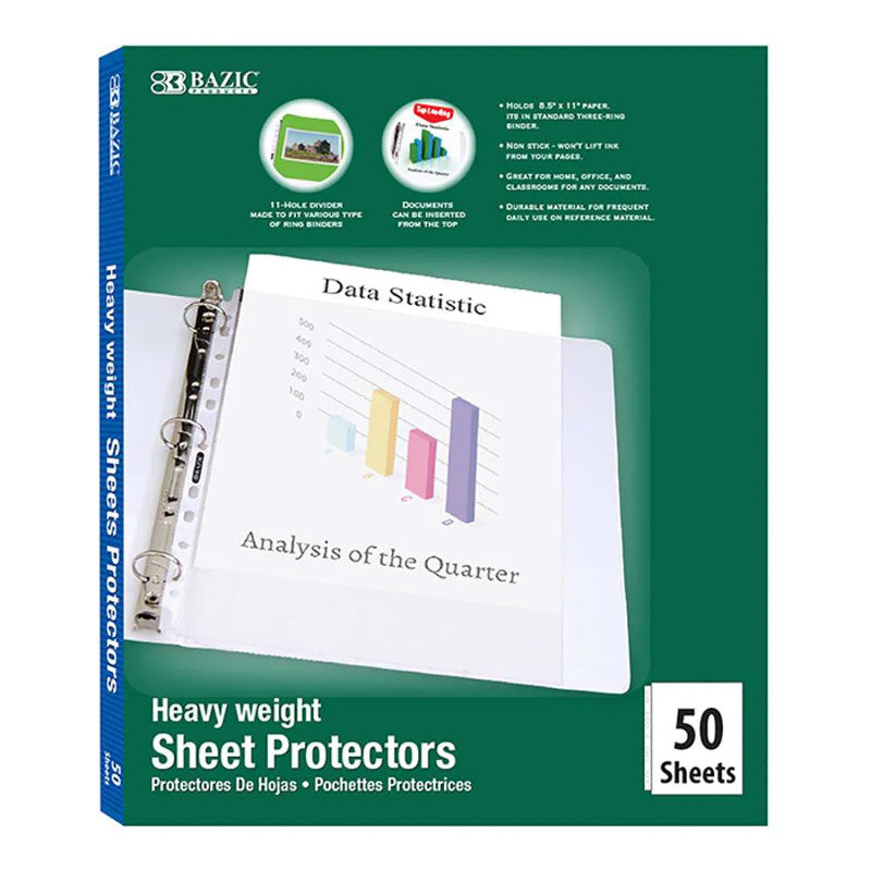 Heavy Weight Top Loading Sheet Protectors, Box of 50