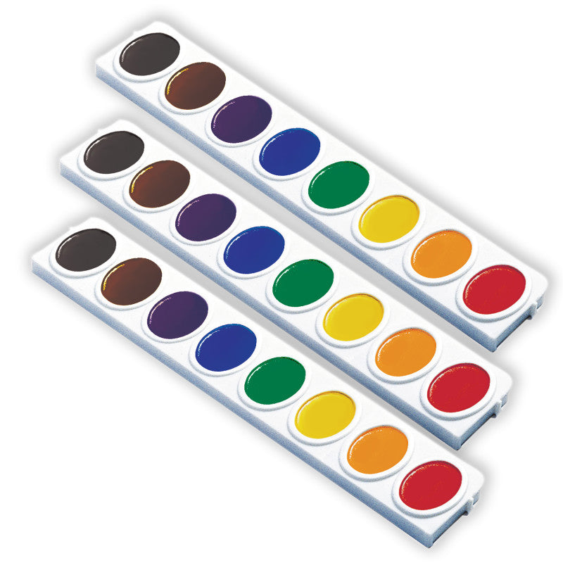 Watercolors, Oval Pan Refill Tray, 8 Colors, 3 Refills Per Pack, 3 Packs