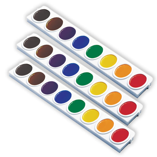 Watercolors, Oval Pan Refill Tray, 8 Colors, 3 Refills Per Pack, 3 Packs