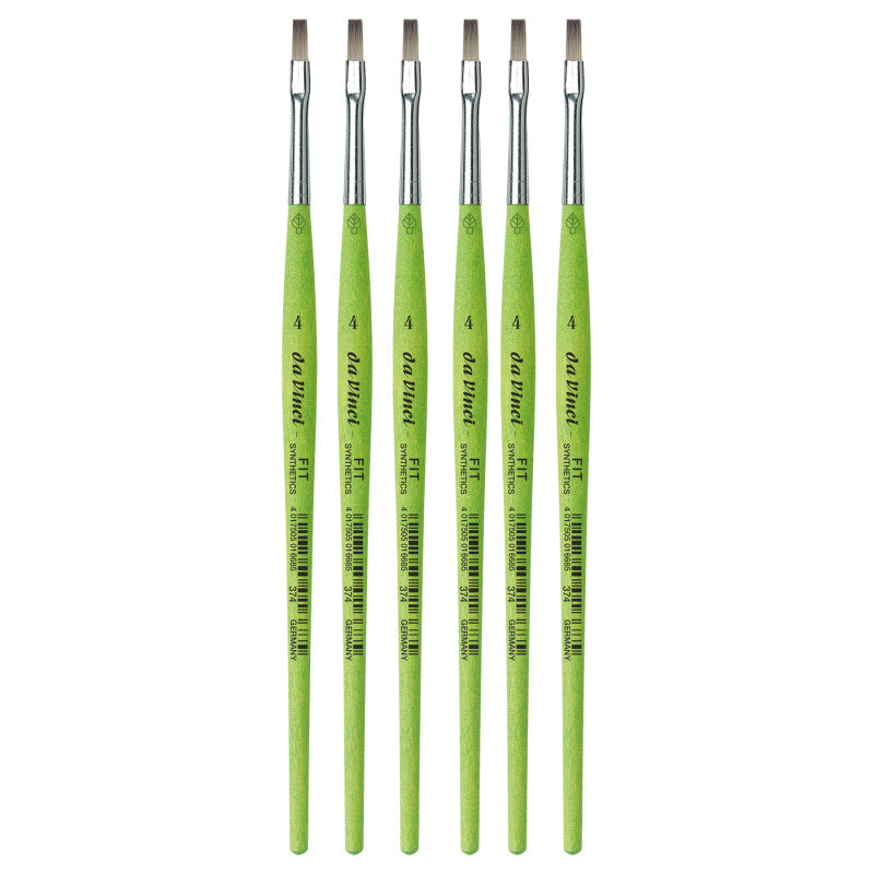 FIT Synthetics Student Brush, Synthetic, Acrylic & Tempera, Flat, Series 374, Size 4, Pack of 6