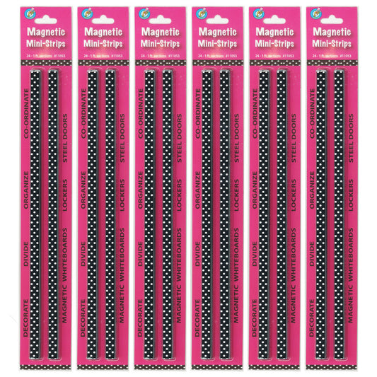 Mini Magnetic Magi-Strips, B/W Dots, 24 Feet Per Pack, 6 Packs