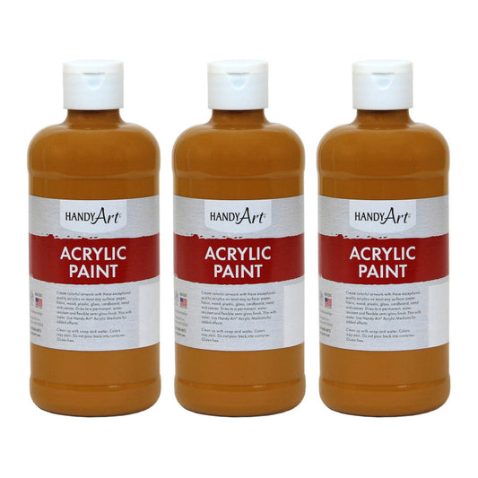Acrylic Paint 16 oz, Raw Sienna, Pack of 3