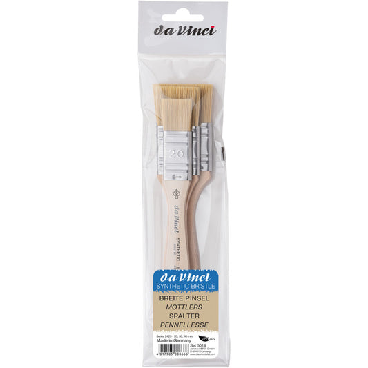 SYNTHETIC Mottler Brush, Natural Hog, Acrylic & Oil, Flat, Series 2429, 3 Brush Set