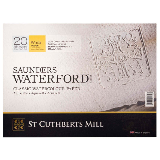 Saunders Waterford Watercolor Block, Rough, White, 140lb/300gsm, 20 Sheet, 12x9 inch, 1 Count