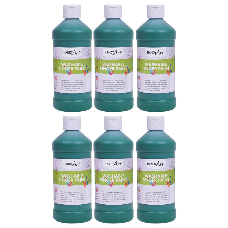 Washable Finger Paint, Green, 16 oz., Pack of 6