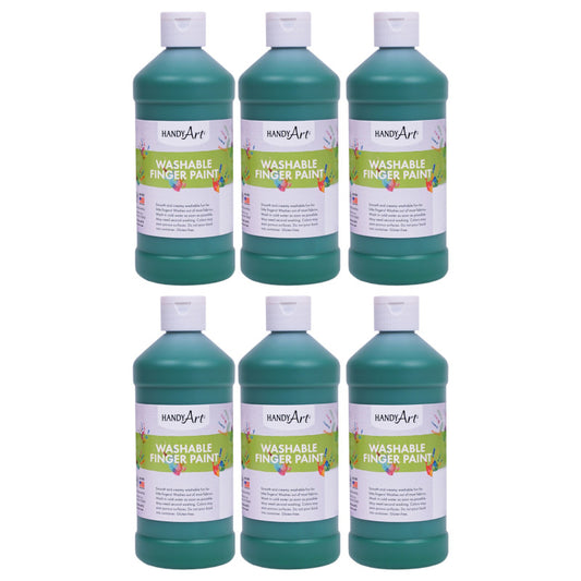 Washable Finger Paint, Green, 16 oz., Pack of 6