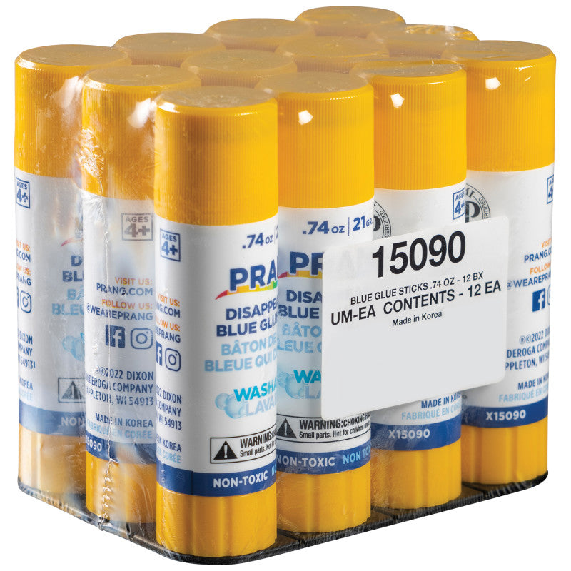 Washable Glue Stick, Blue, .74 Oz, Pack of 12