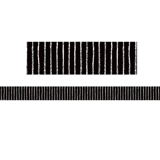 Black With White Pinstripes Straight Border Trim, 35 Feet