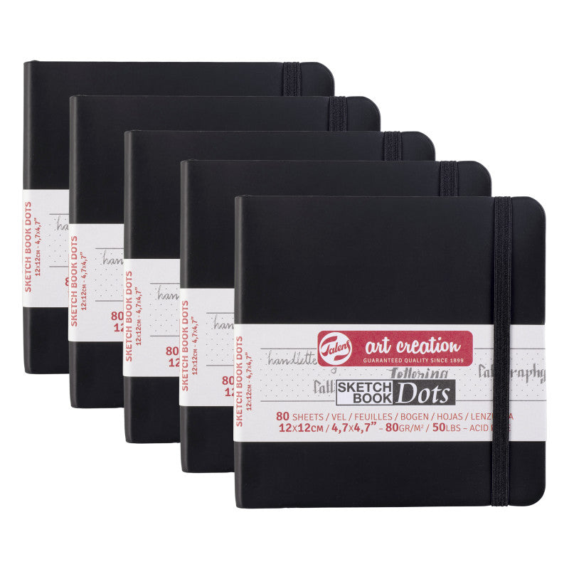 Dotted Sketchbook, 80 Sheets, 50lbs, 4.7" x 4.7", Pack of 5