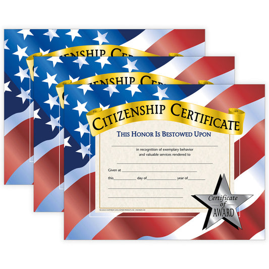 Citizenship Certificate, 30 Per Pack, 3 Packs